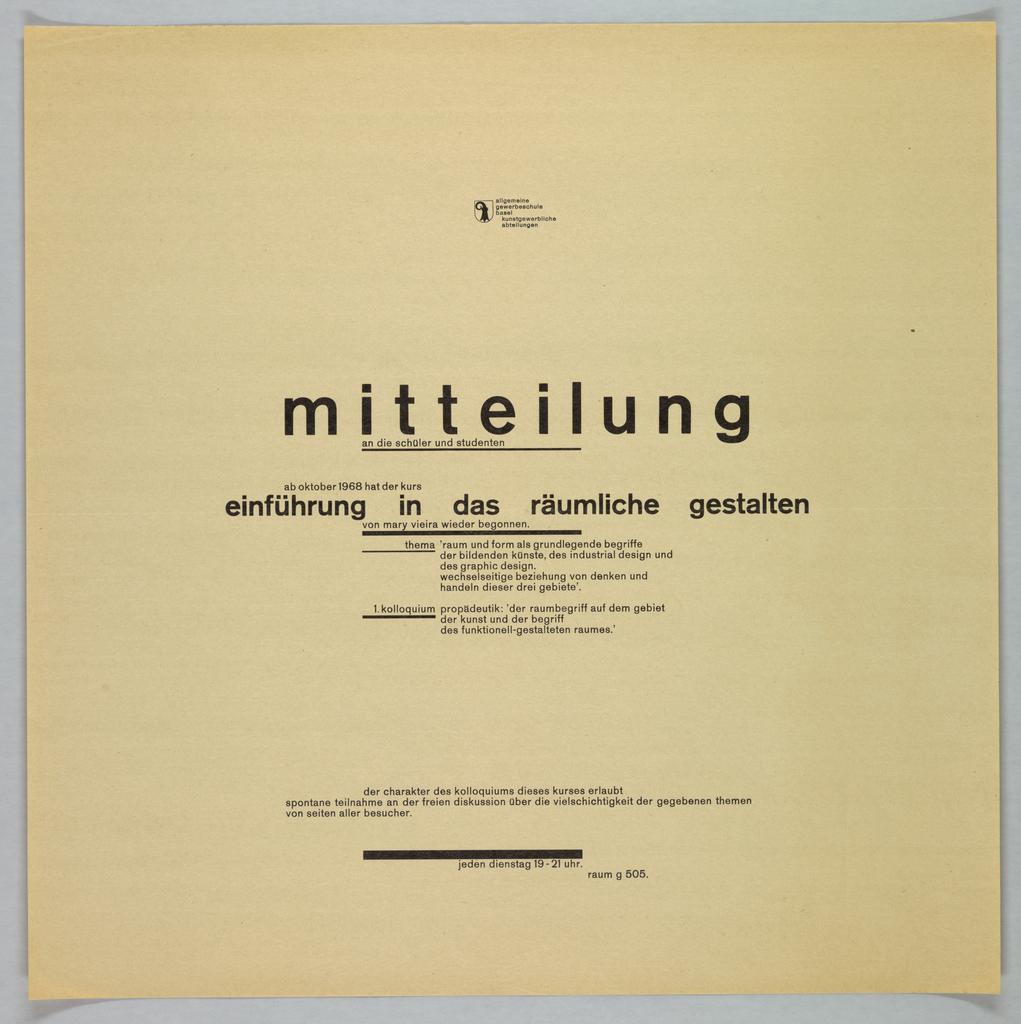 Mitteilung an die schuler und studenten