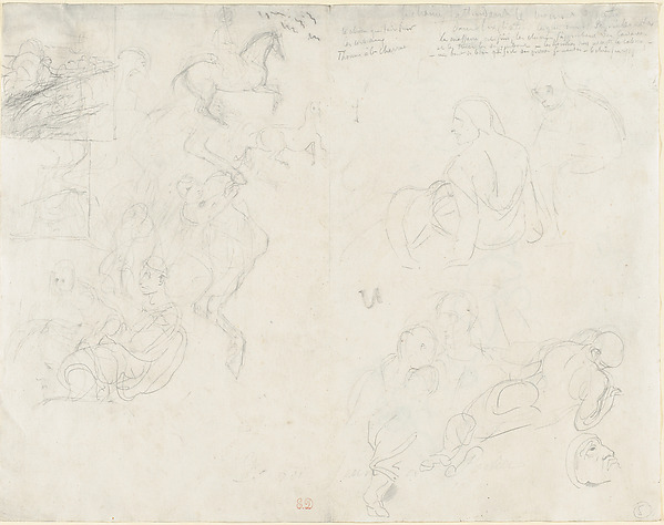 Studies of Figures and Horses (recto); Figure Studies (verso)