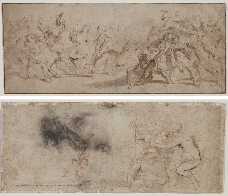 Reconciliation of the Romans and the Sabines (recto) Venus Disarming Mars, Drapery Study (verso)
