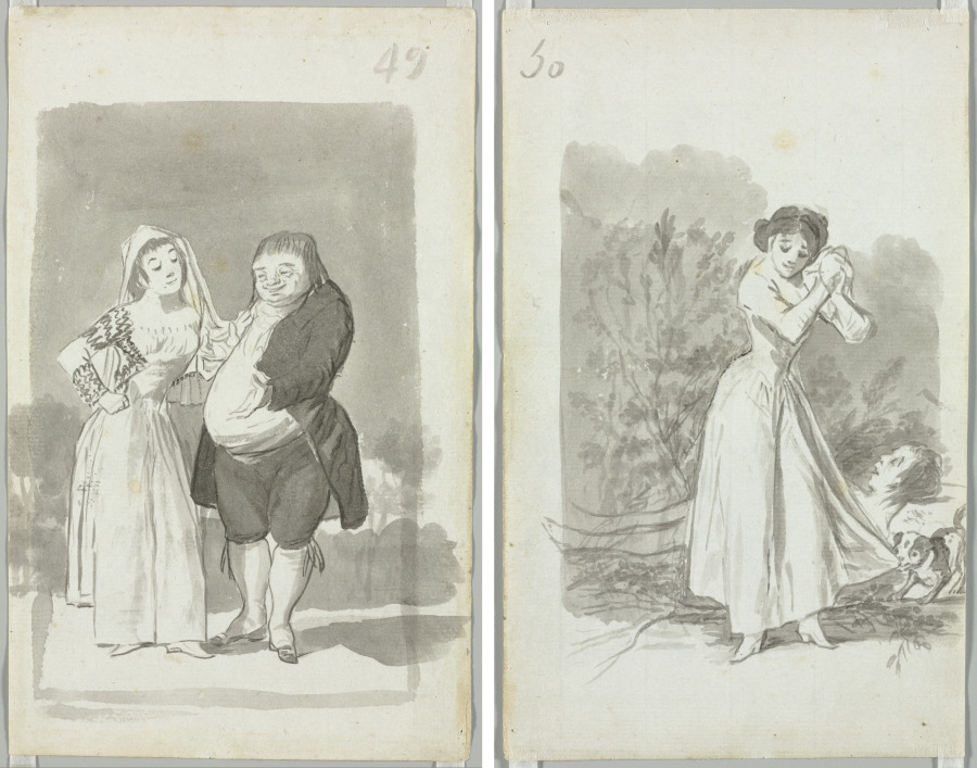 Young Woman (possibly a Sex Worker) with a Man (recto); Young Woman Wringing Her Hands over a Man's Naked Body (verso)