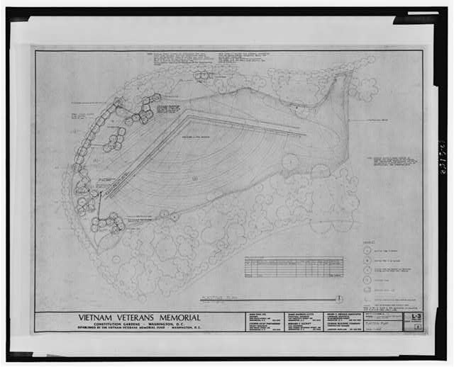 Vietnam Veterans Memorial, Constitution Gardens, established by the Vietnam Veterans Memorial Fund, Washington, D.C. Planting plan.