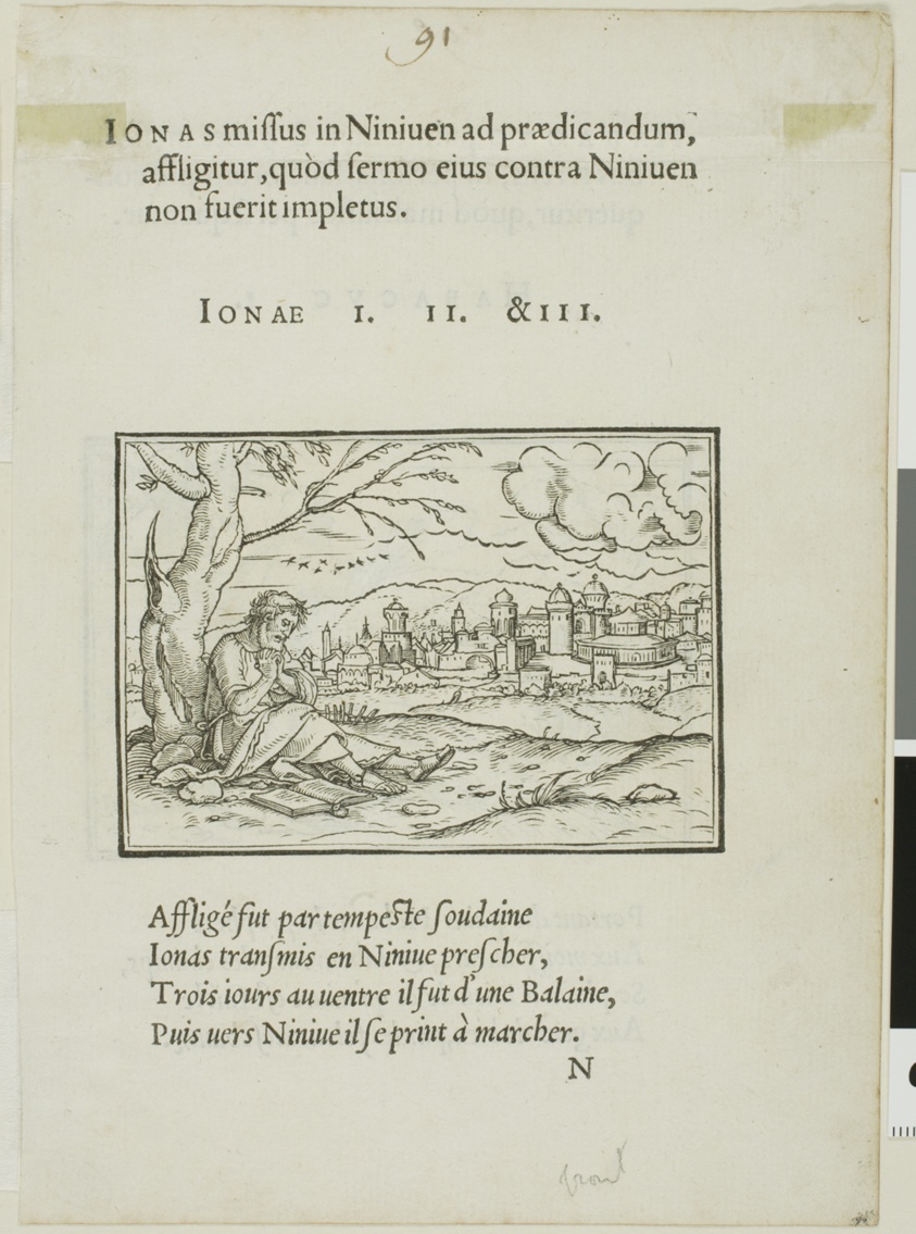 Jonah Outside Ninevah (recto); Habakkuk Carrying Bread to Reapers (verso)